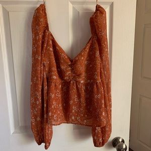 ASTR the Label Orange Floral Top Sz M